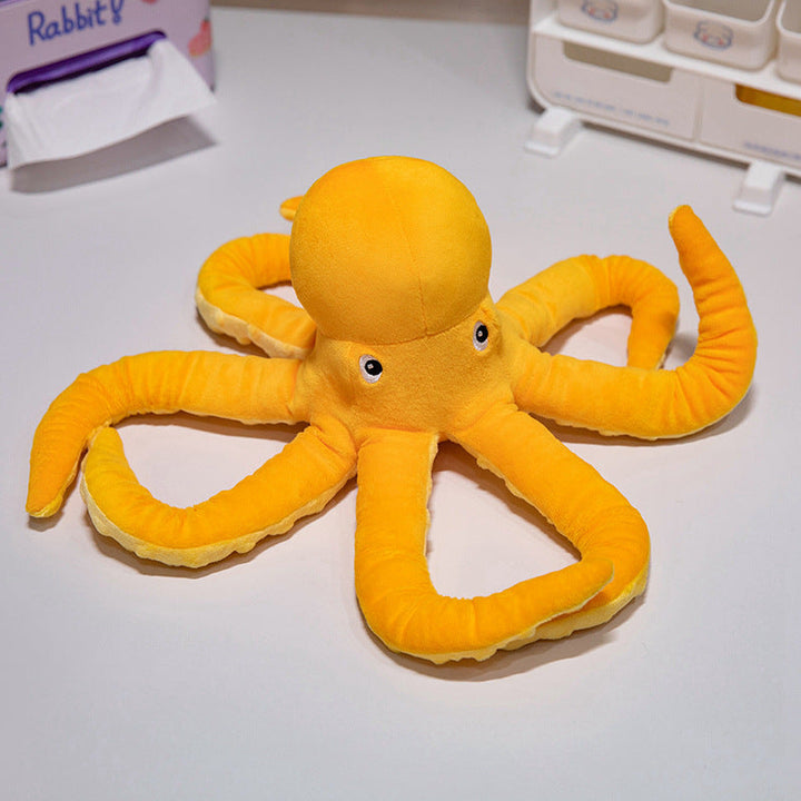 Oktopus Kuschelkissen aus Plüsch | Weiches Bodenkissen mit gewellten Tentakeln und leicht beschwertem Kern für Kinder und Erwachsene