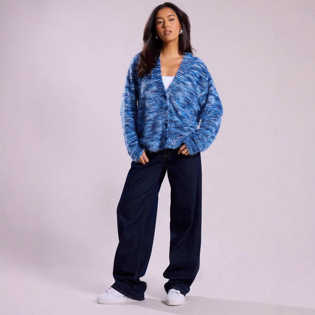 Damen Oversized Strickpullover mit schulterfreiem Ausschnitt | Lockerer Langarmpullover mit Rippenstrick und weicher Strickstruktur