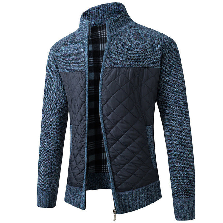 Herren Steppjacke mit Strickdetails | Gepolsterte Jacke mit hohem Kragen und Seitentaschen für Freizeit und kühle Tage