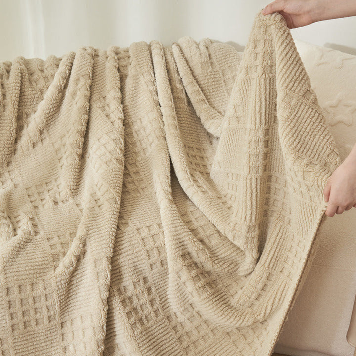 Texturierte Kuscheldecke | Weiche Plüschdecke mit Strukturmuster für Sofa, Bett und Wohnbereich | Maschinenwaschbar