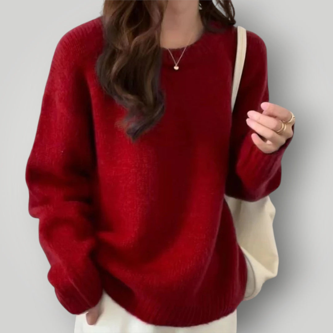 Damen Oversize Pullover mit langen Ärmeln | Weicher, warmer Langarmpullover mit lockerem Schnitt für Herbst und Winter