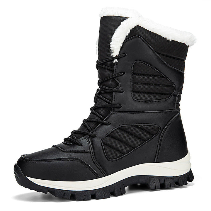 Damen Winterstiefel mit Warmfutter | Thermoisolierte Stiefel mit rutschfester Gummisohle und Schnürung für Alltag und Outdoor
