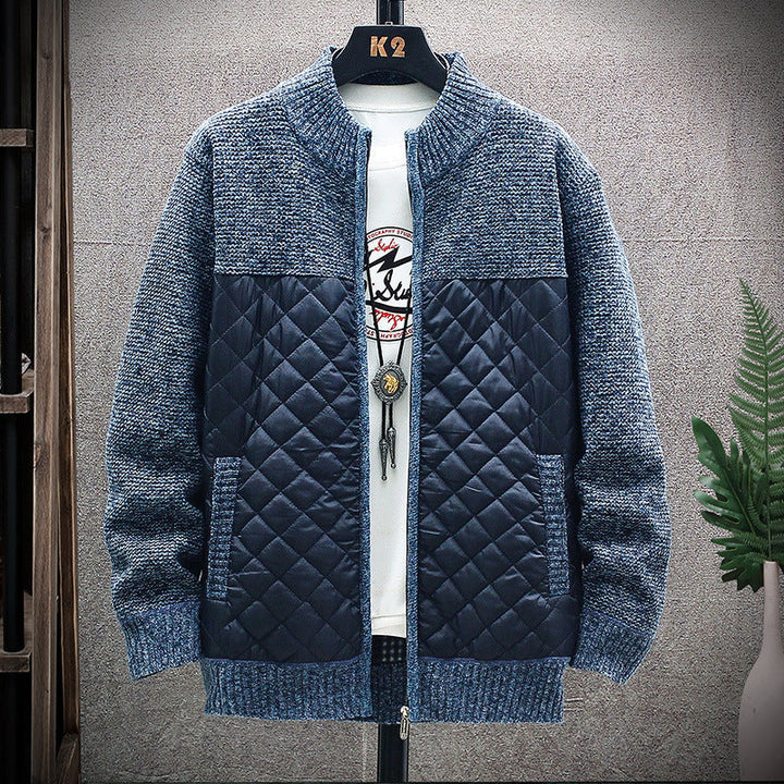Herren Steppjacke mit Strickdetails | Gepolsterte Jacke mit hohem Kragen und Seitentaschen für Freizeit und kühle Tage