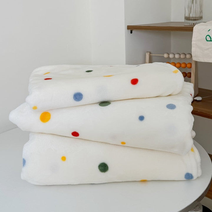 Flauschige Kuscheldecke | Weiche Plüschdecke mit Punktemuster für Sofa, Bett, Picknick und Camping | Maschinenwaschbar
