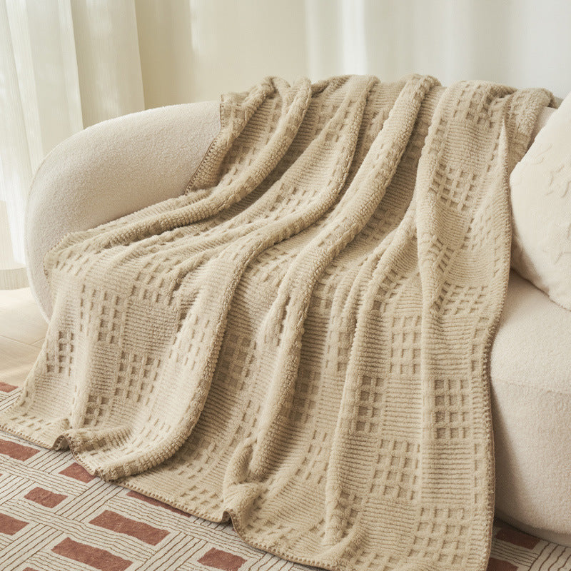 Texturierte Kuscheldecke | Weiche Plüschdecke mit Strukturmuster für Sofa, Bett und Wohnbereich | Maschinenwaschbar