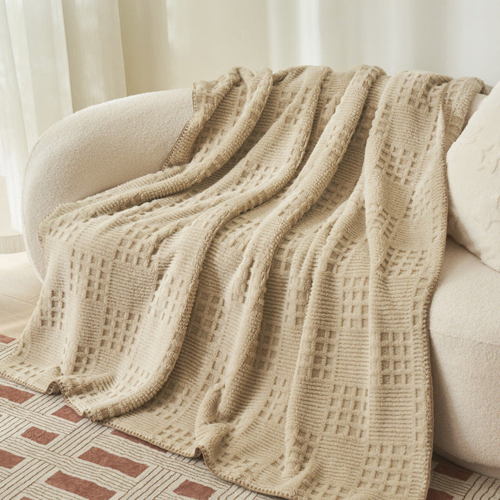 Texturierte Kuscheldecke | Weiche Plüschdecke mit Strukturmuster für Sofa, Bett und Wohnbereich | Maschinenwaschbar