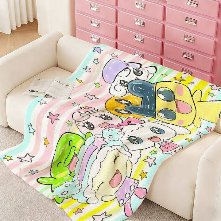 Cartoon Kuscheldecke | Weiche Plüschdecke mit verspieltem Cartoon-Muster für Sofa, Schlafzimmer, Filmabende und Kinder