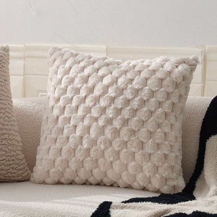 Teddyfell Kuschelkissen mit weicher Füllung | Flauschiges Wohnkissen mit strukturierter Oberfläche für Sofa, Sessel und Schlafzimmer