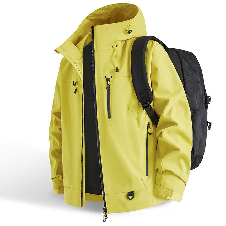 Wasserdichte Sportjacke | Outdoorjacke mit Kapuze, winddichter Passform, atmungsaktivem Gewebe und Reißverschlusstaschen