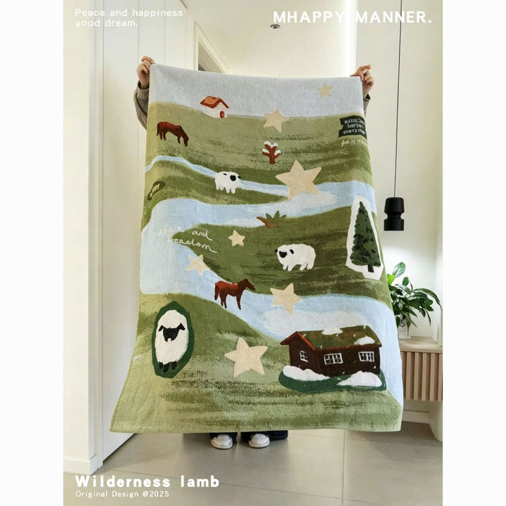 Dekorative Kuscheldecke | Weiche Wohndecke mit Tier-, Natur- und Sternenmotiv für Sofa, Bett und gemütliche Abende