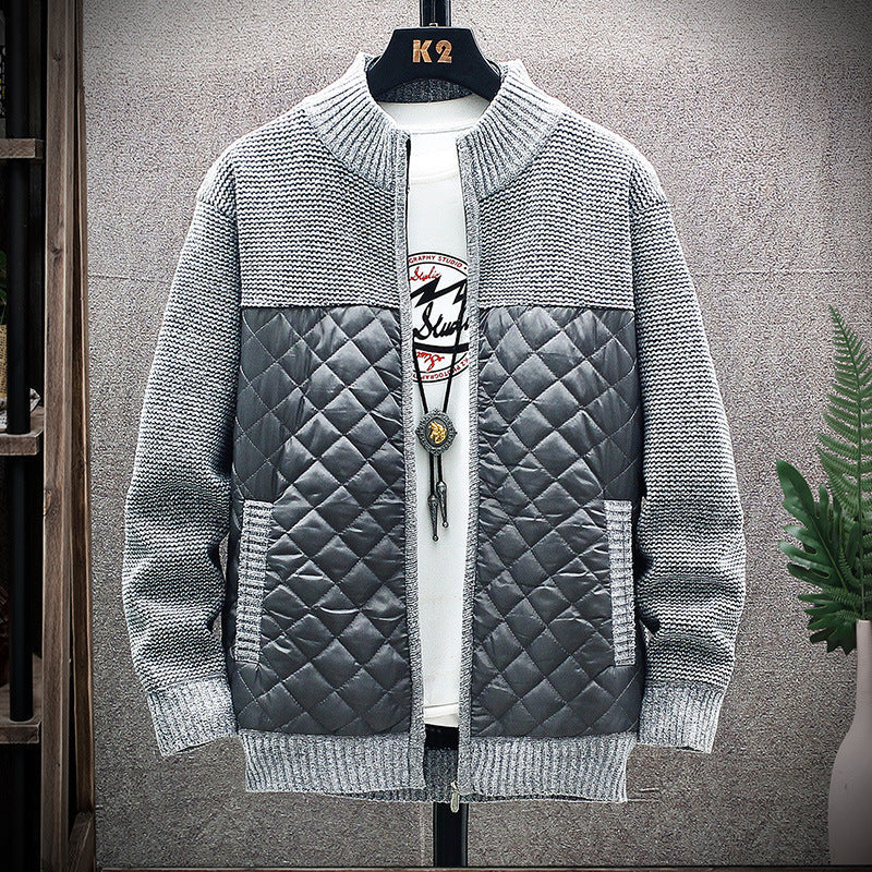 Herren Steppjacke mit Strickdetails | Gepolsterte Jacke mit hohem Kragen und Seitentaschen für Freizeit und kühle Tage