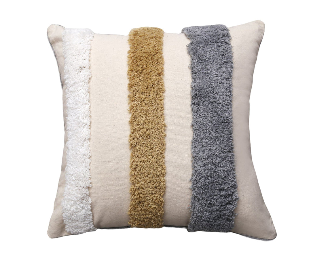 Streifen Kissen aus Plüsch | Flauschiges Dekokissen mit weicher Textur und abnehmbarem Bezug für Sofa, Bett und Wohnzimmer