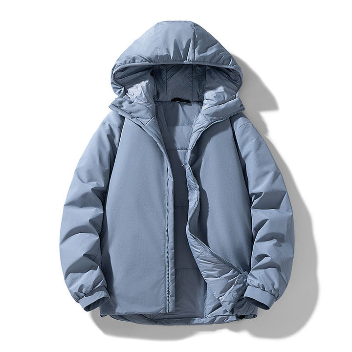 Herren Thermo Winterjacke mit Kapuze | Gefütterte winddichte Jacke mit wasserabweisender Shell und elastischen Bündchen