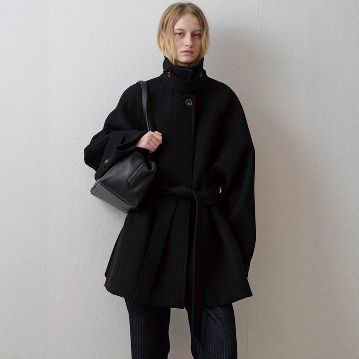 Damen gesteppter Wollmantel mit Kragen | Warmer Wollmix Mantel mit Knopfleiste, großzügiger Passform und Seitentaschen