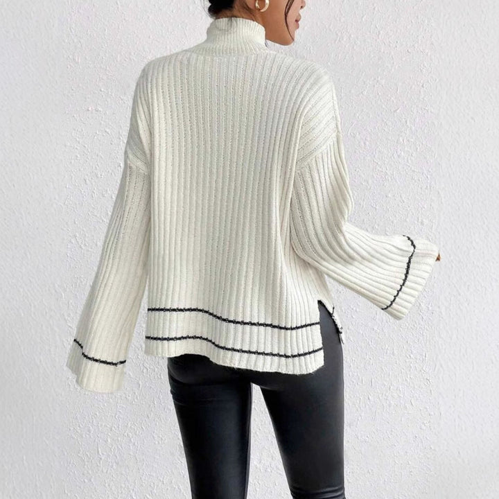 Damen Rollkragenpullover mit Rippmuster | Wärmender Strickpullover mit anschmiegsamer Passform für Winter, Alltag und Büro