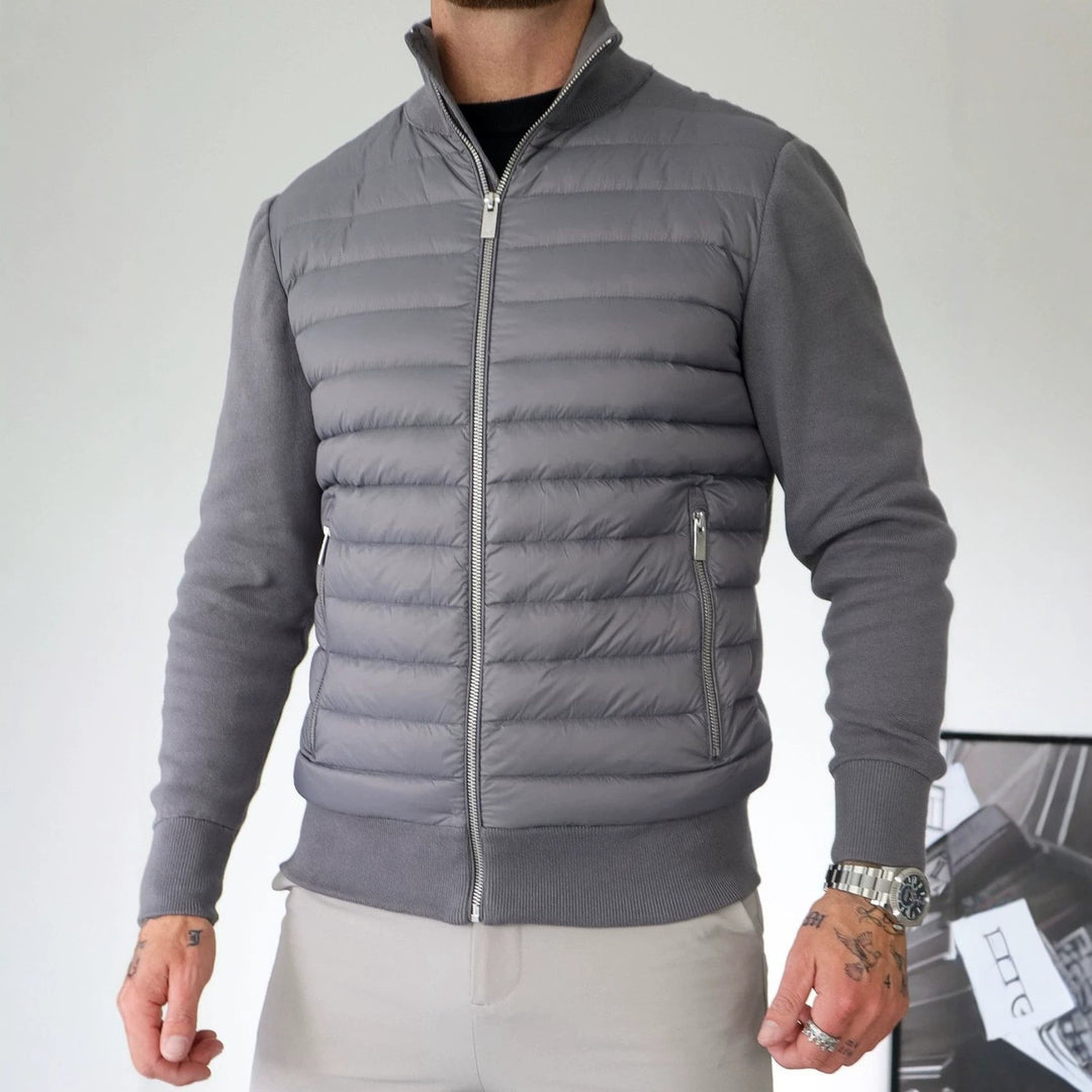 Herren Steppjacke mit hohem Kragen | Leicht wattierte Winterjacke mit Reißverschlusstaschen für Alltag und Freizeit