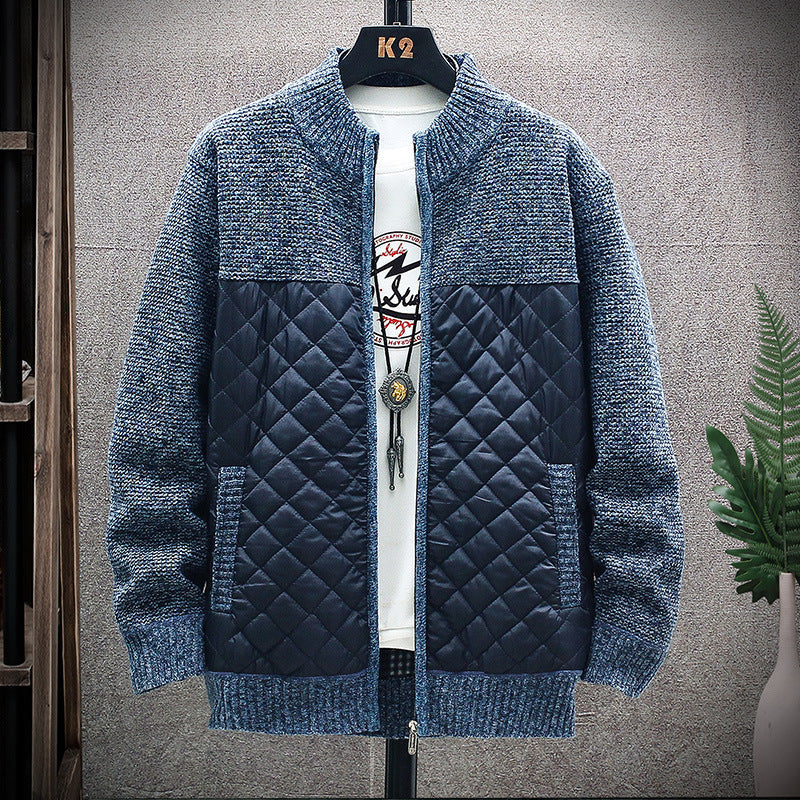 Herren Steppjacke mit Strickdetails | Gepolsterte Jacke mit hohem Kragen und Seitentaschen für Freizeit und kühle Tage