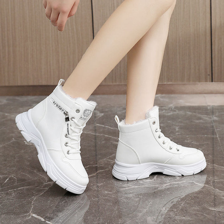 Damen Winterstiefel mit Fleecefutter | Warme wasserabweisende Schneestiefel mit rutschfester Gummisohle und Schnürung