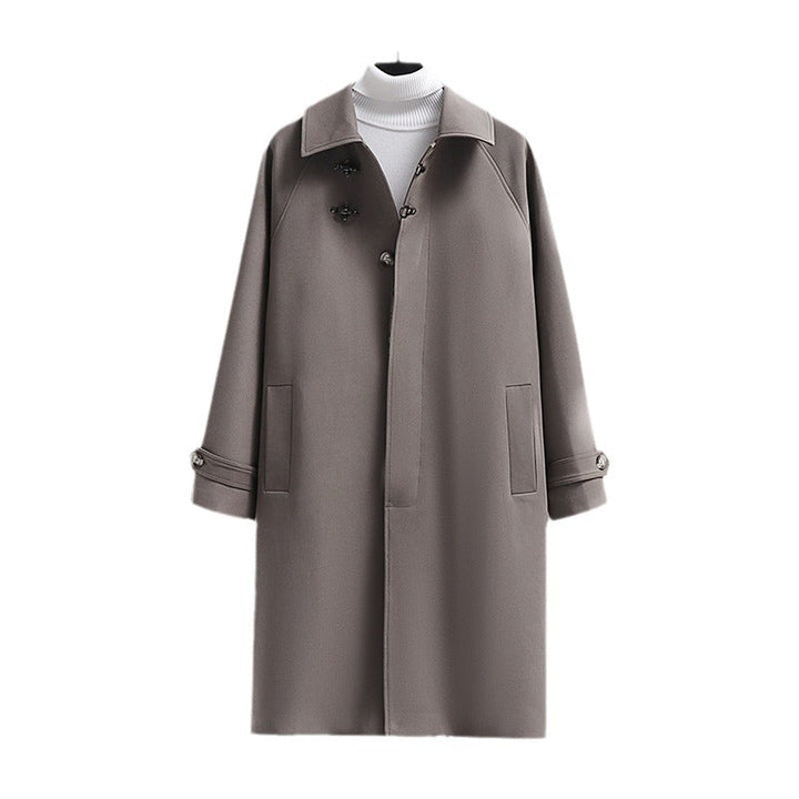 Damen Longline-Mantel mit Knebelverschluss | Langer Übergangsmantel mit Raglanärmeln und Taschen für Alltag und Büro