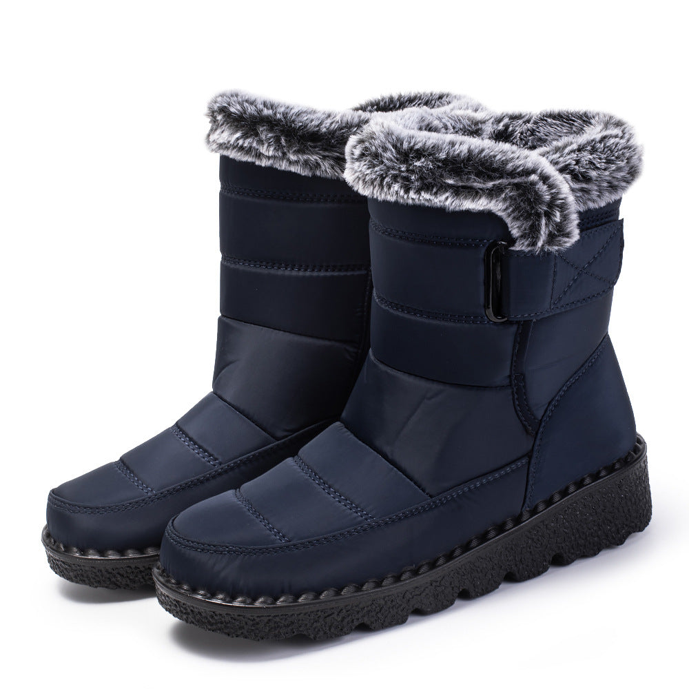 Damen Schneestiefel mit Warmfutter | Wasserabweisende Winterstiefel mit rutschfester Sohle und Klettverschluss für Schnee