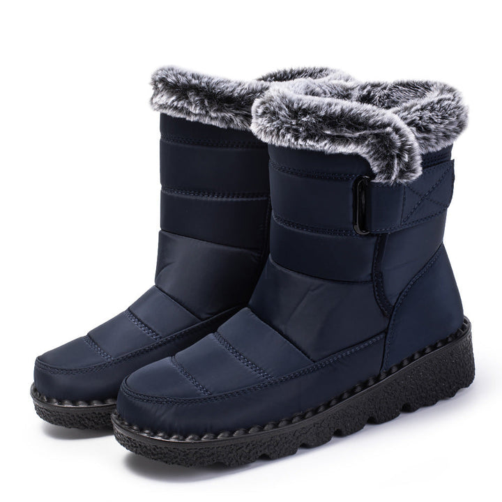 Damen Schneestiefel mit Warmfutter | Wasserabweisende Winterstiefel mit rutschfester Sohle und Klettverschluss für Schnee