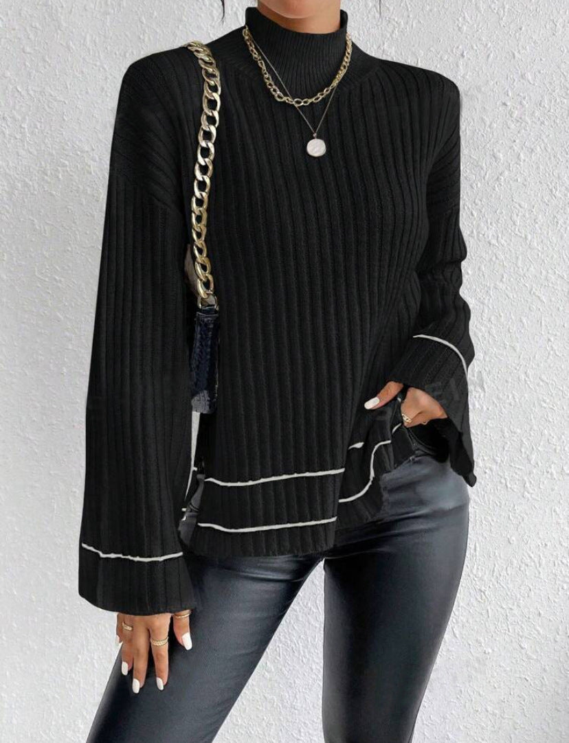 Damen Rollkragenpullover mit Rippmuster | Wärmender Strickpullover mit anschmiegsamer Passform für Winter, Alltag und Büro
