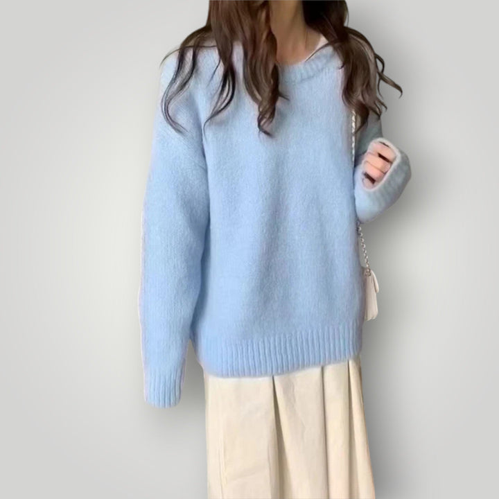 Damen Oversize Pullover mit langen Ärmeln | Weicher, warmer Langarmpullover mit lockerem Schnitt für Herbst und Winter