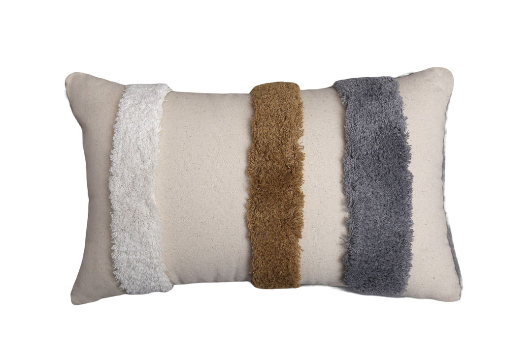 Streifen Kissen aus Plüsch | Flauschiges Dekokissen mit weicher Textur und abnehmbarem Bezug für Sofa, Bett und Wohnzimmer