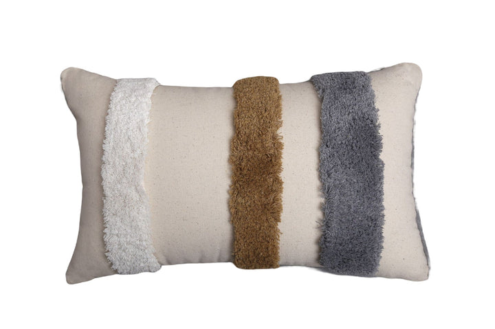 Streifen Kissen aus Plüsch | Flauschiges Dekokissen mit weicher Textur und abnehmbarem Bezug für Sofa, Bett und Wohnzimmer