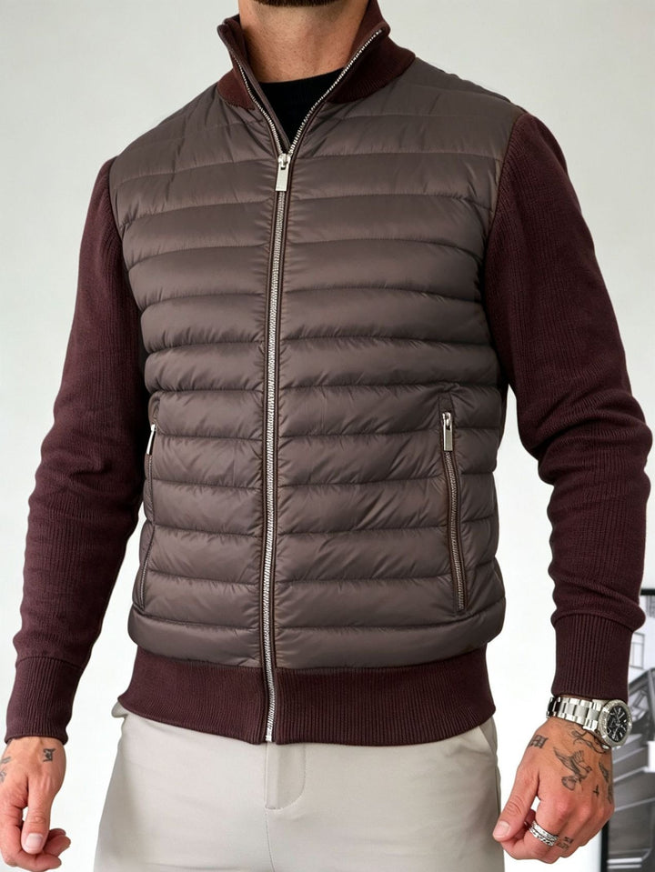 Herren Steppjacke mit hohem Kragen | Leicht wattierte Winterjacke mit Reißverschlusstaschen für Alltag und Freizeit