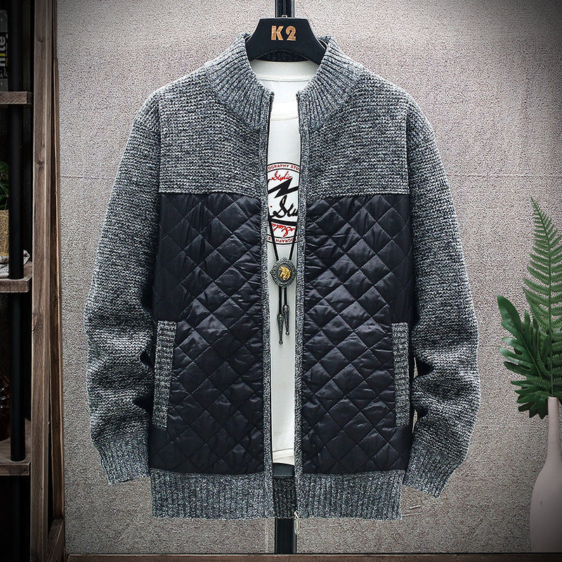 Herren Steppjacke mit Strickdetails | Gepolsterte Jacke mit hohem Kragen und Seitentaschen für Freizeit und kühle Tage