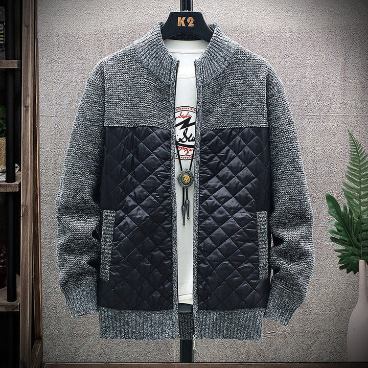 Herren Steppjacke mit Strickdetails | Gepolsterte Jacke mit hohem Kragen und Seitentaschen für Freizeit und kühle Tage