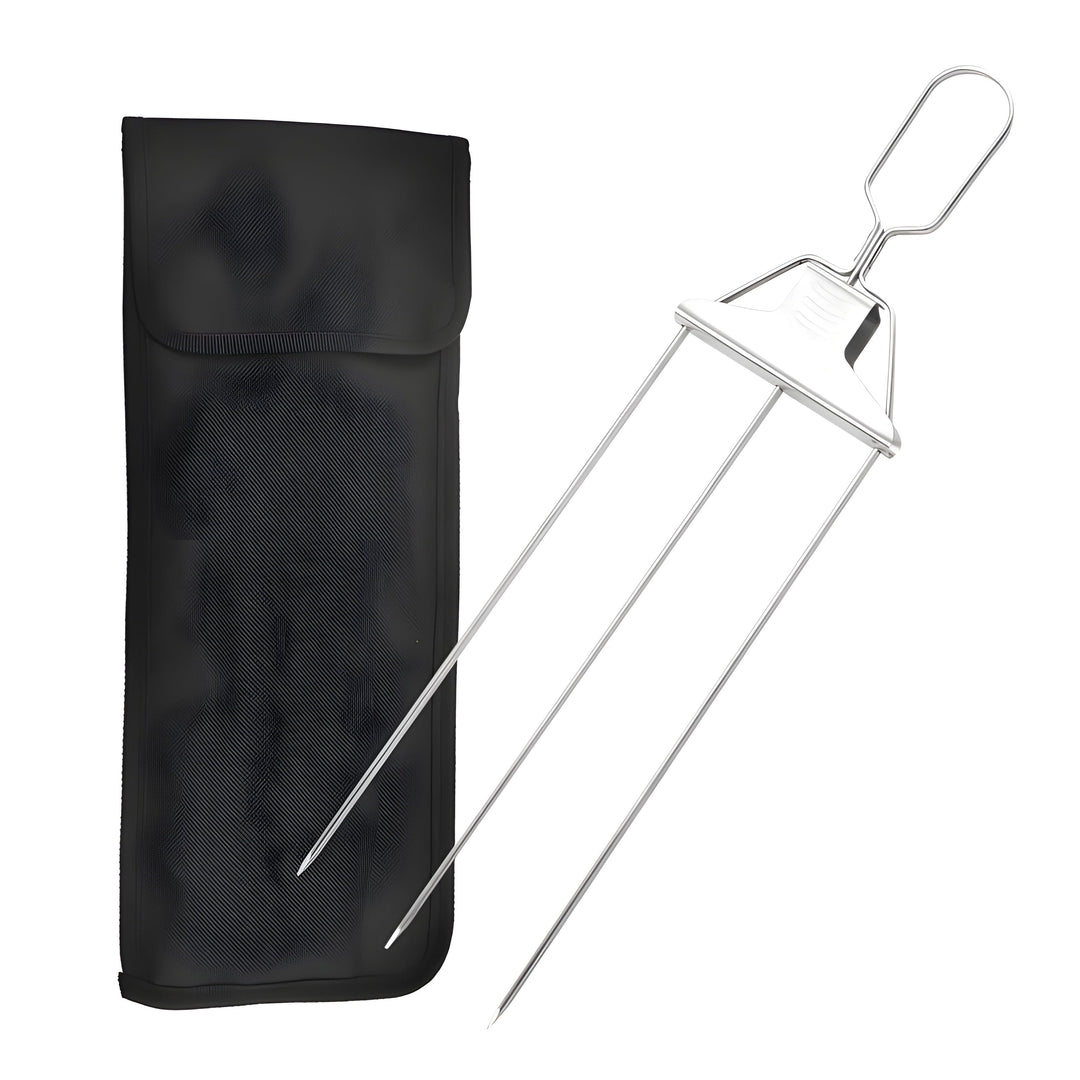 3-in-1 Grillspieße aus Edelstahl | gleichmäßiges Garen ohne Drehen | Food-Release System | inkl. Tasche &amp; Silikonpinsel
