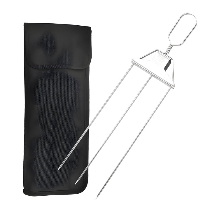 3-in-1 Grillspieße aus Edelstahl | gleichmäßiges Garen ohne Drehen | Food-Release System | inkl. Tasche &amp; Silikonpinsel