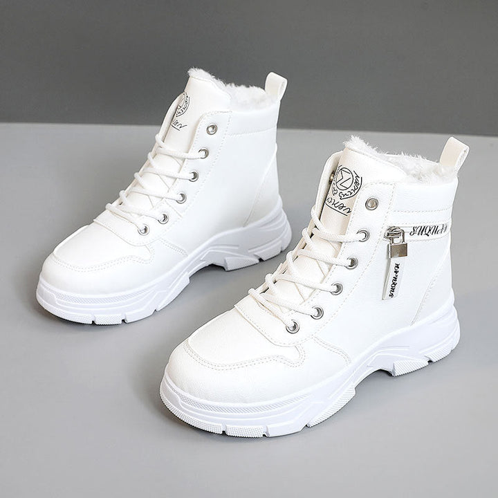 Damen Winterstiefel mit Fleecefutter | Warme wasserabweisende Schneestiefel mit rutschfester Gummisohle und Schnürung