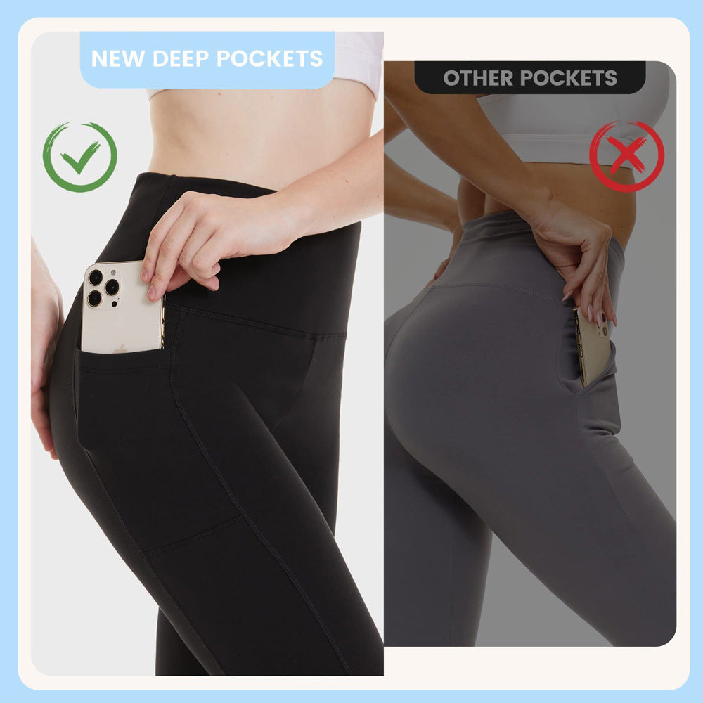 Damen Sport Leggings mit hoher Taille | Stretch-Leggings mit Seitentaschen und elastischem Bund für Fitness, Yoga und Laufen