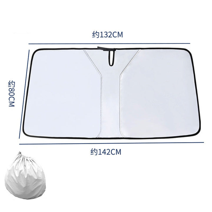 Pare-soleil de pare-brise auto taille moyenne | Protection UV et chaleur pour petites voitures | pliable avec sac | incl. housse de volant