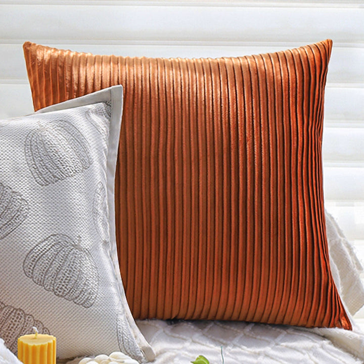Kissenbezug rechteckig aus flauschigem Plüsch | Dekokissenbezug mit Streifen-Relief und verdecktem Reißverschluss für Sofa und Bett