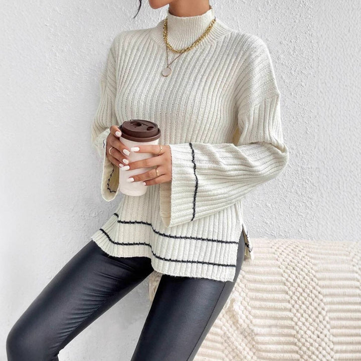Damen Rollkragenpullover mit Rippmuster | Wärmender Strickpullover mit anschmiegsamer Passform für Winter, Alltag und Büro