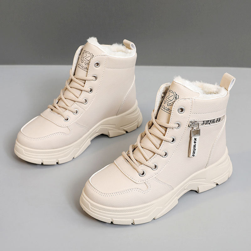 Damen Winterstiefel mit Fleecefutter | Warme wasserabweisende Schneestiefel mit rutschfester Gummisohle und Schnürung
