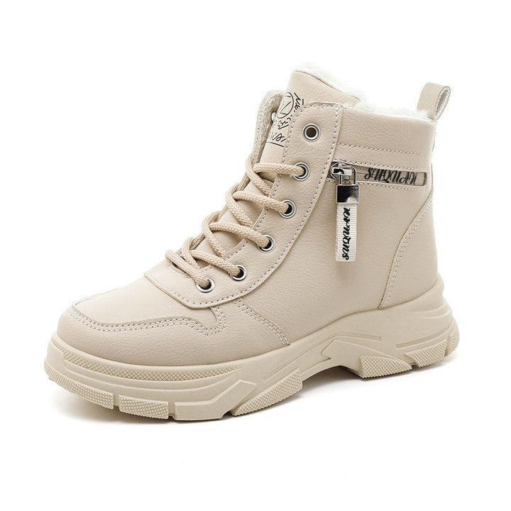 Damen Winterstiefel mit Fleecefutter | Warme wasserabweisende Schneestiefel mit rutschfester Gummisohle und Schnürung