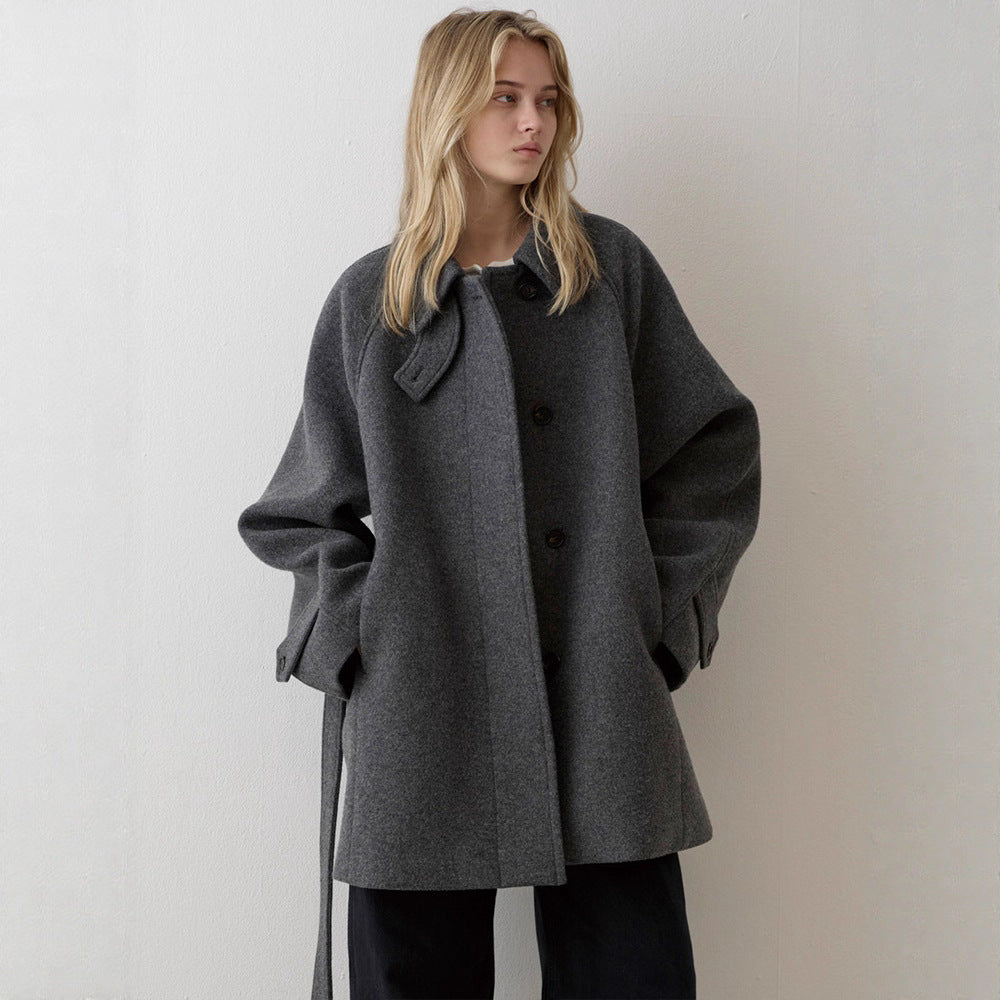 Damen gesteppter Wollmantel mit Kragen | Warmer Wollmix Mantel mit Knopfleiste, großzügiger Passform und Seitentaschen