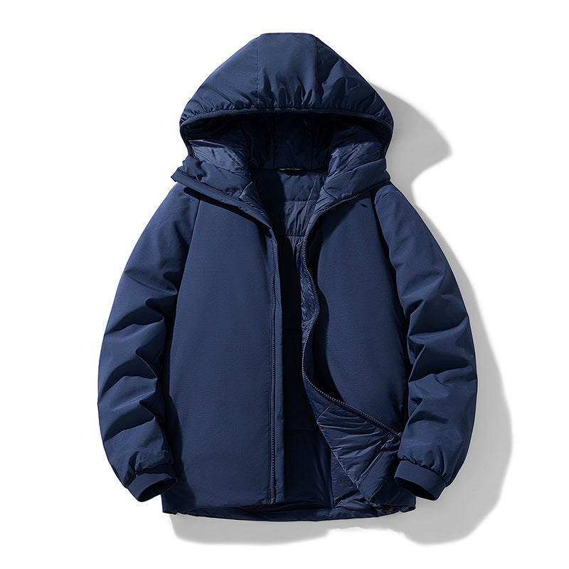 Herren Thermo Winterjacke mit Kapuze | Gefütterte winddichte Jacke mit wasserabweisender Shell und elastischen Bündchen