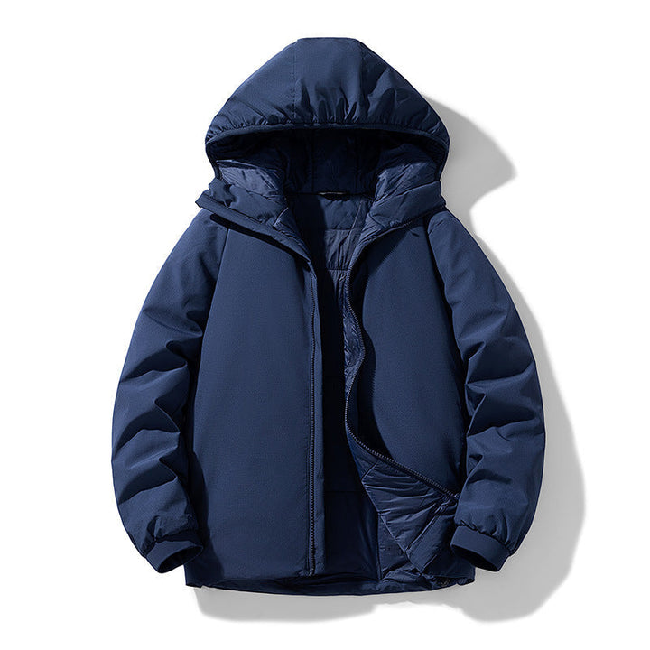 Herren Thermo Winterjacke mit Kapuze | Gefütterte winddichte Jacke mit wasserabweisender Shell und elastischen Bündchen
