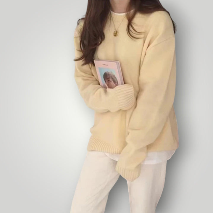 Damen Oversize Pullover mit langen Ärmeln | Weicher, warmer Langarmpullover mit lockerem Schnitt für Herbst und Winter