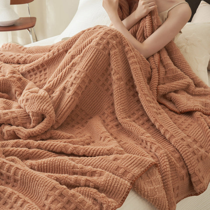 Texturierte Kuscheldecke | Weiche Plüschdecke mit Strukturmuster für Sofa, Bett und Wohnbereich | Maschinenwaschbar