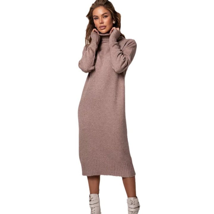 Damen Strickkleid mit Rollkragen | Lässiges Winterkleid mit weicher Strickstruktur für Alltag, Freizeit und besondere Anlässe