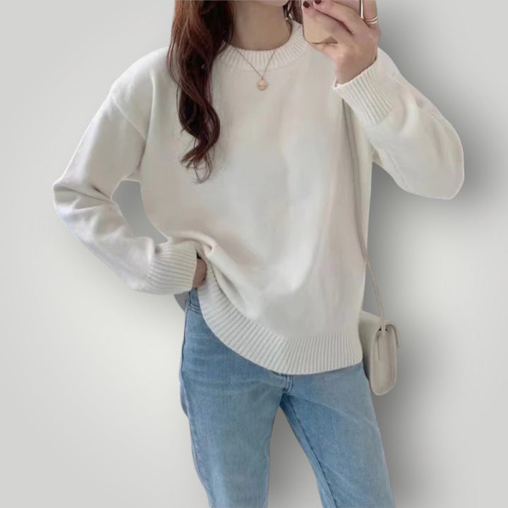 Damen Oversize Pullover mit langen Ärmeln | Weicher, warmer Langarmpullover mit lockerem Schnitt für Herbst und Winter