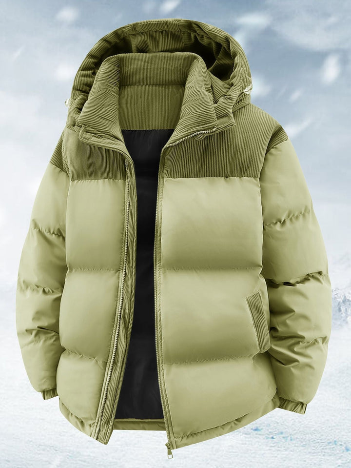 Damen Winterjacke wasserabweisend | Warm gefütterte Jacke mit abnehmbarer Kapuze, lockerem Schnitt und Reißverschlusstaschen