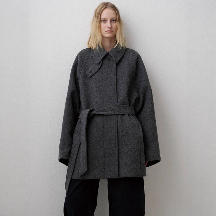 Damen gesteppter Wollmantel mit Kragen | Warmer Wollmix Mantel mit Knopfleiste, großzügiger Passform und Seitentaschen